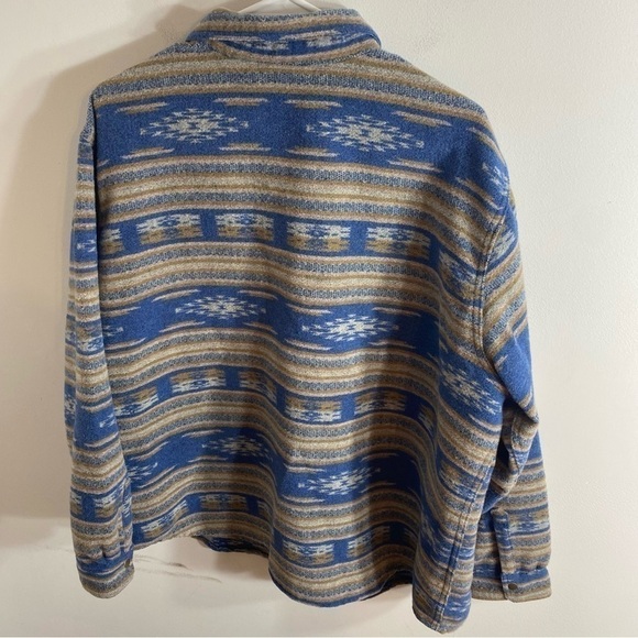 Bit & Bridle Southwestern Aztec Shirt Jacket 1X Blue Tan Women’s Button Down - Picture 6 of 8